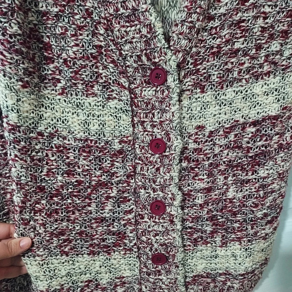 NWOT Lane Bryant Maroon Classic Long-Sleeve Button-Front Cardigan Marl Stripe 1X - Picture 8 of 12